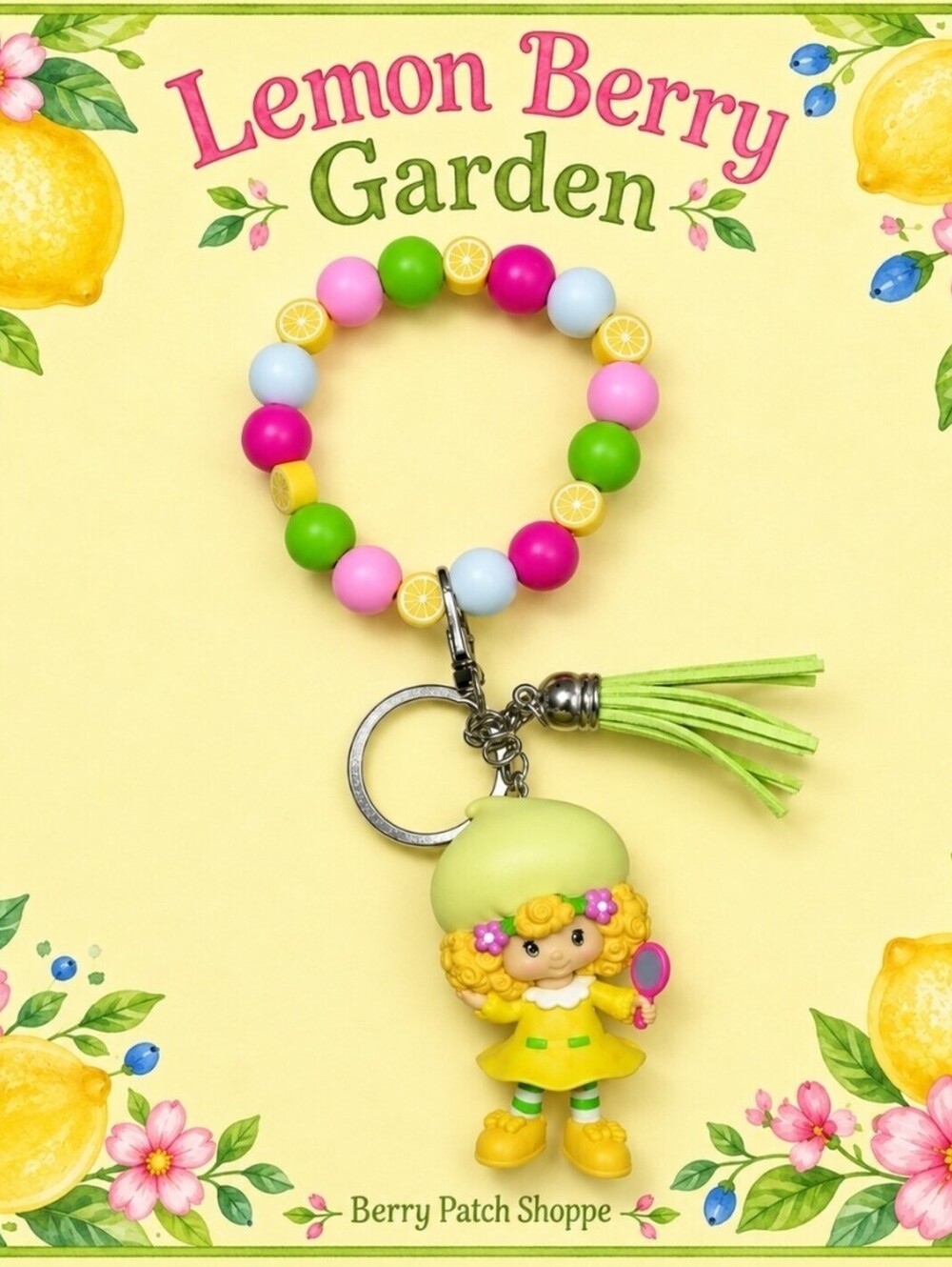 Strawberry Shortcake Lemon Meringue Purse Charm Keychain Bracelet Accessory